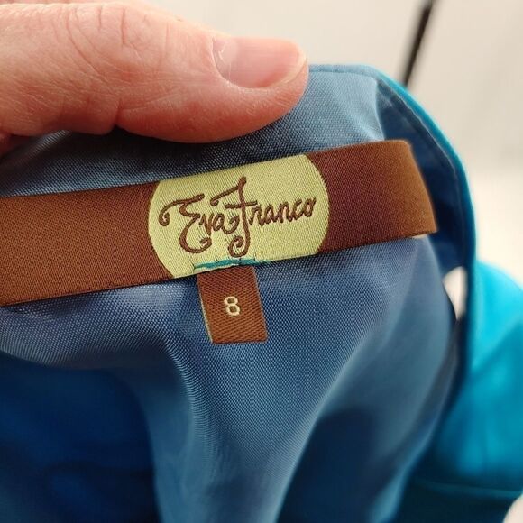 Rich sea blue Eva Franco scoop neck dress - Picture 7 of 9